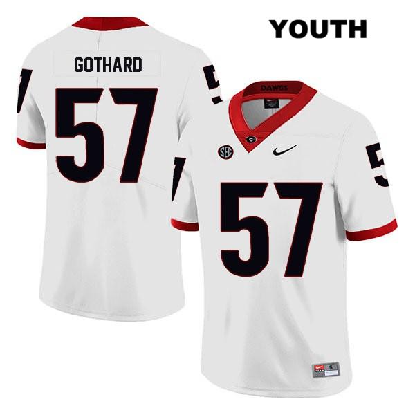 Georgia Bulldogs Youth Daniel Gothard #57 NCAA Legend Authentic White Nike Stitched College Football Jersey XXZ2656MS